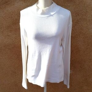 Vintage Simply Y2K Grunge Retro ribbed Knit mock neck Long Sleeve Cream sweater